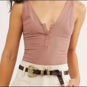 Free People Larissa Bodysuit - mauve, size small